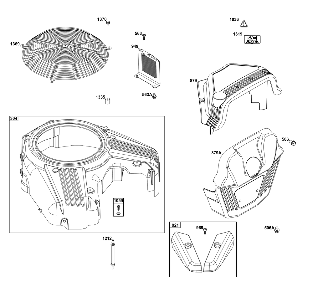 Blower Housing Group Diagram and Parts List for 61A777-0100-J1 400000 - 699999 Briggs and Stratton Engine